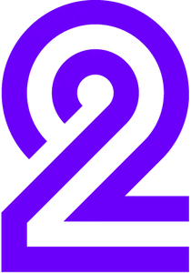 An outline of the number 2 in purple