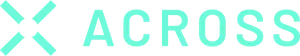Four cyan lines in an X shape, followed by "Across" in cyan capitals