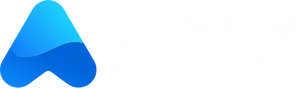 A blue rounded inverted vee, followed by white capital text "AEX"