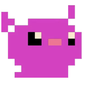 A pink pixel art cat