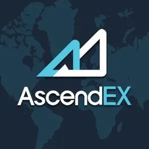 Ascendex logo: two adjacent triangles in blue and white, with the name below