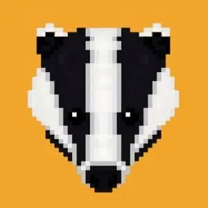 BadgerDAO logo, a pixel-art badger face on an orange-yellow background
