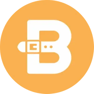 An orange B, where the middle crossbar of the B resembles a belt