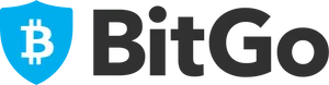 A light blue shield shape with the Bitcoin symbol on it, followed by "BitGo" in black serif
