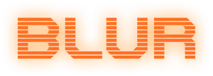 The text "Blur" in orange capitals, with a glow effect