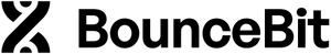 An X symbol with dots above and below, followed by BounceBit in black