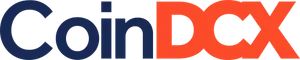 "Coin" in dark navy blue, and "DCX" in orange