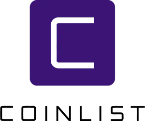 A purple square with a squared-off C in white, then the text "Coinlist" in blocky capitals below in black