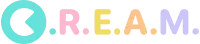 CREAM logo: A silhouette of a pacman-shaped C over a green pastel circle, followed by the remaining letters in various other pastel colors