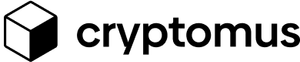 A cube shape with one black face, followed by "cryptomus" in lowercase serif