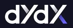 dYdX logo, white text on black background, with the lower right leg of the X in purple