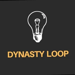 A white outline of a lightbulb, with "Dynasty Loop" below it in gold capitals