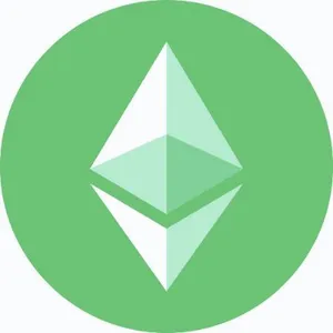 A green circle with the Ethereum logo on it