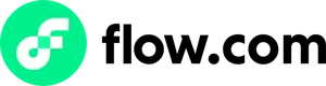 A curly white f on a green circle, followed by "Flow" in black