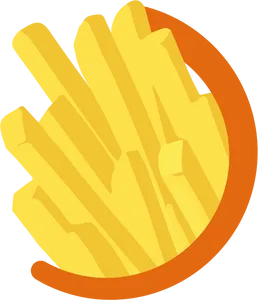 An illustration of frenchfries, half-encircled by an orange circle on the right side