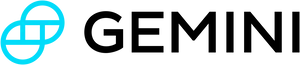 A blue infinity symbol with a square in the middle, followed by black capital text reading "Gemini"