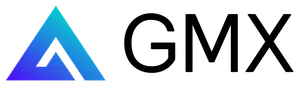 A blue and turquoise spiral shaped like a pyramid, followed by "GMX" in black