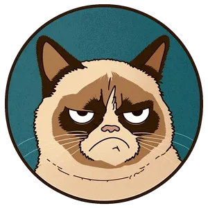 An illustration of Grumpy Cat on a turquoise background