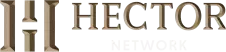 Three brown columns resembling an H, followed by "Hector Network"