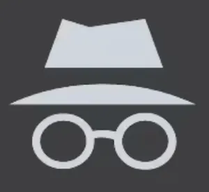 An illustration of a fedora style hat and glasses in light grey on a dark grey background