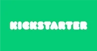 Kickstarter logo: white bubble letters on green background