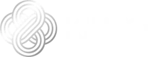 A shape like a four-petaled Celtic knot, followed by "Kinto", all in white