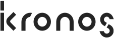 "Kronos" in black lowercase. The s extends below the baseline
