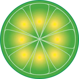 Limewire logo, an illustration of a bright green lime slice