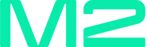 "M2" in light green boxy letters