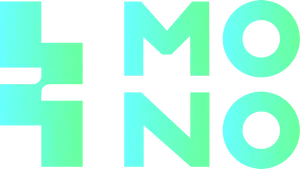 A vertical zigzag shape, followed by "MONO" in light blue/green gradient