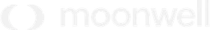 Two crescents facing each other, followed by "moonwell", all in light grey
