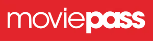 MoviePass logo, white text on red