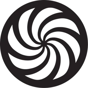 A black spiral with a black circular border