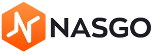 An orange hexagon with a white N on it, with the text "NASGO" in black