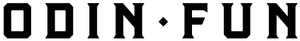 Odin.fun in blocky black capitals