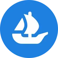 OpenSea logo, a blue circle with a white ship silhouette