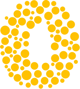 A yellow O formed from small yellow dots
