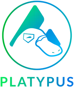 A green and blue gradient illustration of a platypus silhouetted against the Avalanche mountains logo, enclosed in a circle with the text "Platypus" below it in capitals.