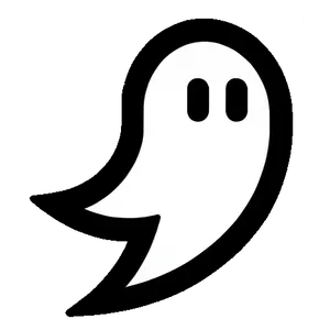 A white ghost with a black outline