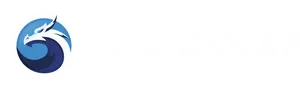 A circular white, blue, and navy logo in a swirl shape resembling a dragon head, followed by the text "Quickswap" in white serif capitals