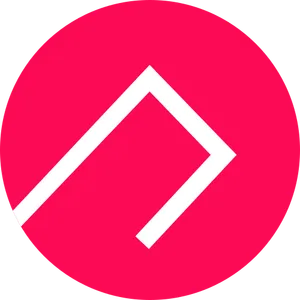 A red circle with a white angled hook shape