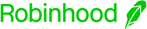 "Robinhood" in bright green text, with an illustration of a feather