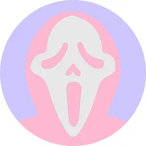 A purple and pink pastel illustration representing the "Scream" painting