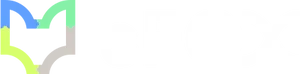 A blue, green, grey, and chartreuse outline of a fox, followed by the text "sFOX" in white