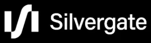 Two vertical white lines with a S shape between them, followed by "Silvergate" in white on a black background