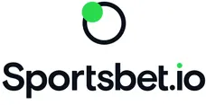 A black circle with a green dot on the upper left portion, followed by "Sportsbet.io"