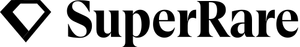 A black outline of a cut diamond, followed by "SuperRare" in black serif