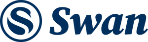 A navy blue circle with a white swan-shaped S, followed by "Swan" in navy blue text