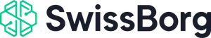 A green outline resembling a 6-petal flower, followed by "SwissBorg" in black