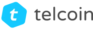 A blue hexagon with a "t" cut out of the middle, followed by "telcoin" in black lowercase